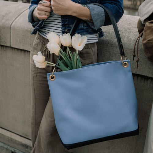 Light & Dark Blue large handbag perfect for spring and summer