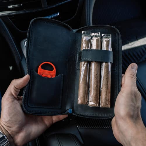 Compact Leather Cigar Case made in America.