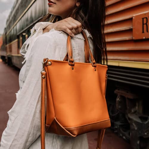 Fall inspired women's handbag handcrafted from leather.