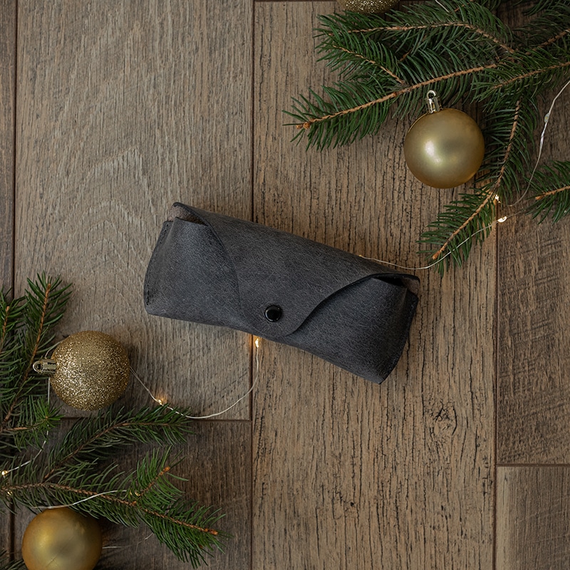 Gray Leather Sunglasses Case, Great Christmas Gift Idea 