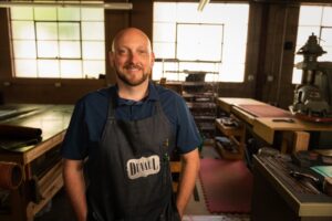 Nick Duvall, craftsman, designer, owner Duvall Leather.