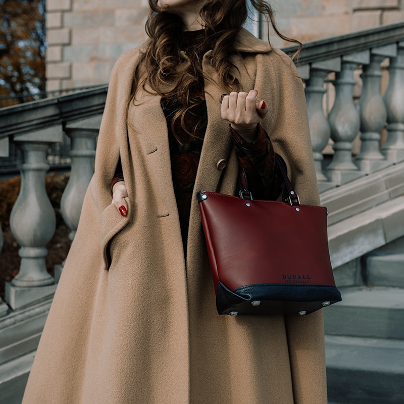 Crimson Red and Black handbag for women, perfect gift for Christmas