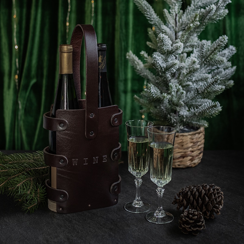 Leather Wine Tote, perfect Christmas Gift for the Wine lover