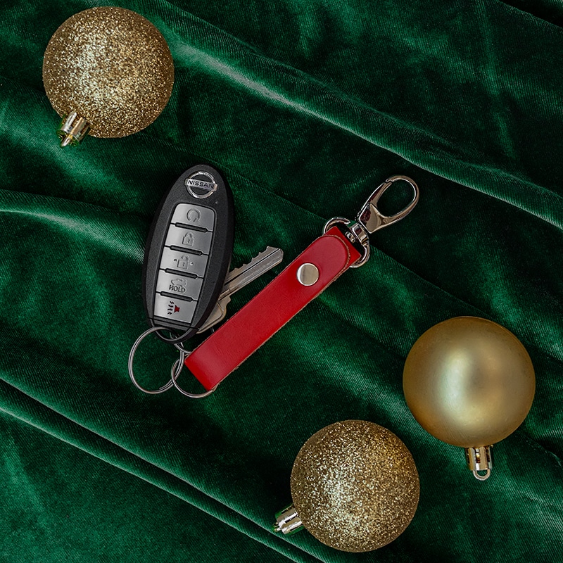 Small Red Leather Key Fob to keep your keys organized